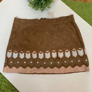 Calypso St. Barth Womens Genuine Leather Suede Mini A Line Skirt SMALL Brown